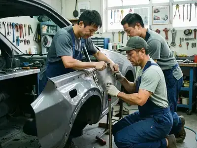 鈑金修理の様子